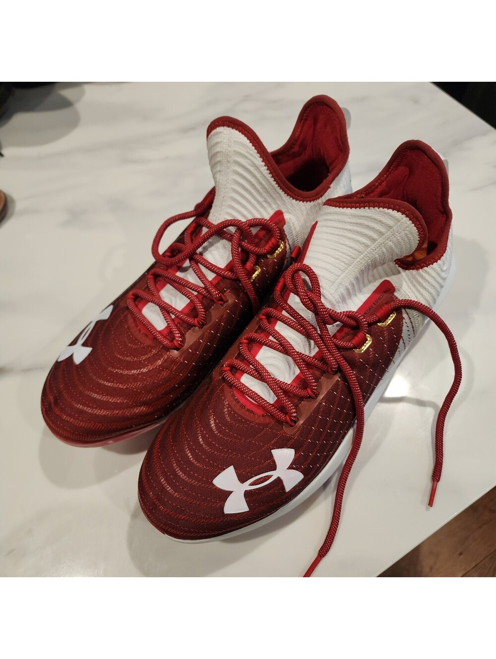 Under Armour Men’s Football Cleats Red White Gold Size 16 – New No Box